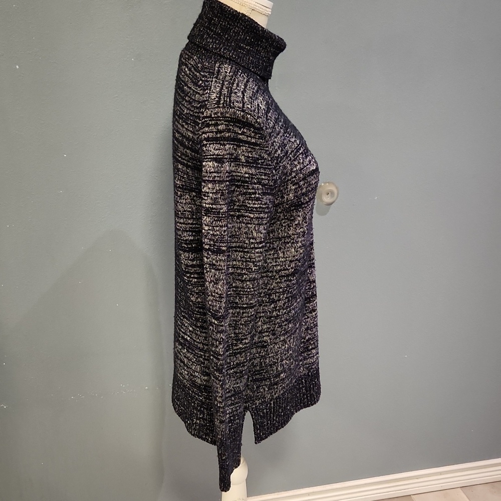 JCrew CottonWool Blend Heathered Navy Blue TurtleNeck Sweater Vintage Y2K Chunky - Picture 7 of 10
